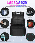 Mochila de baloncesto con compartimento para pelotas y zapatos, gran bolsa de accesorios deportivos de baloncesto