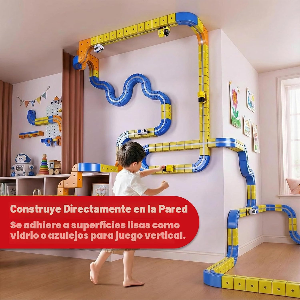 Juego de tren eléctrico para niños de 3 a 8 años – Juguete modular 3D flexible de construcción de pista de carreras con movimiento de 360° que desafía la gravedad, regalo divertido de aprendizaje STEM