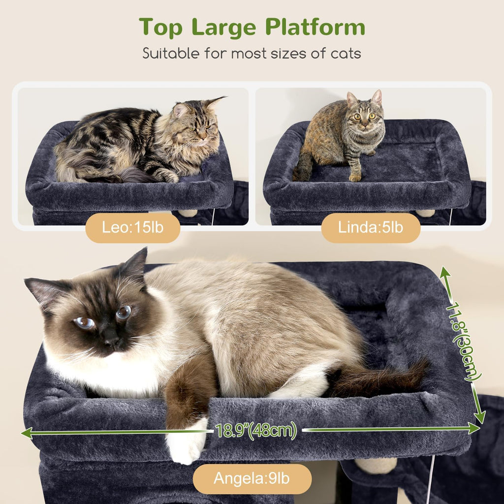 Globlazer Árbol de gato de esquina de 66 pulgadas, torre de escalada de varios niveles para gatitos, condominios para gatos, torre de rascado para gatos de interior para varios gatos con plataforma