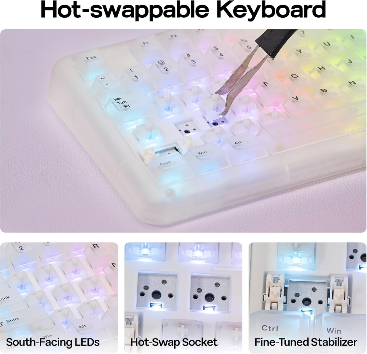 KiiBoom Phantom98 Lite 96% Teclado mecánico inalámbrico para juegos...