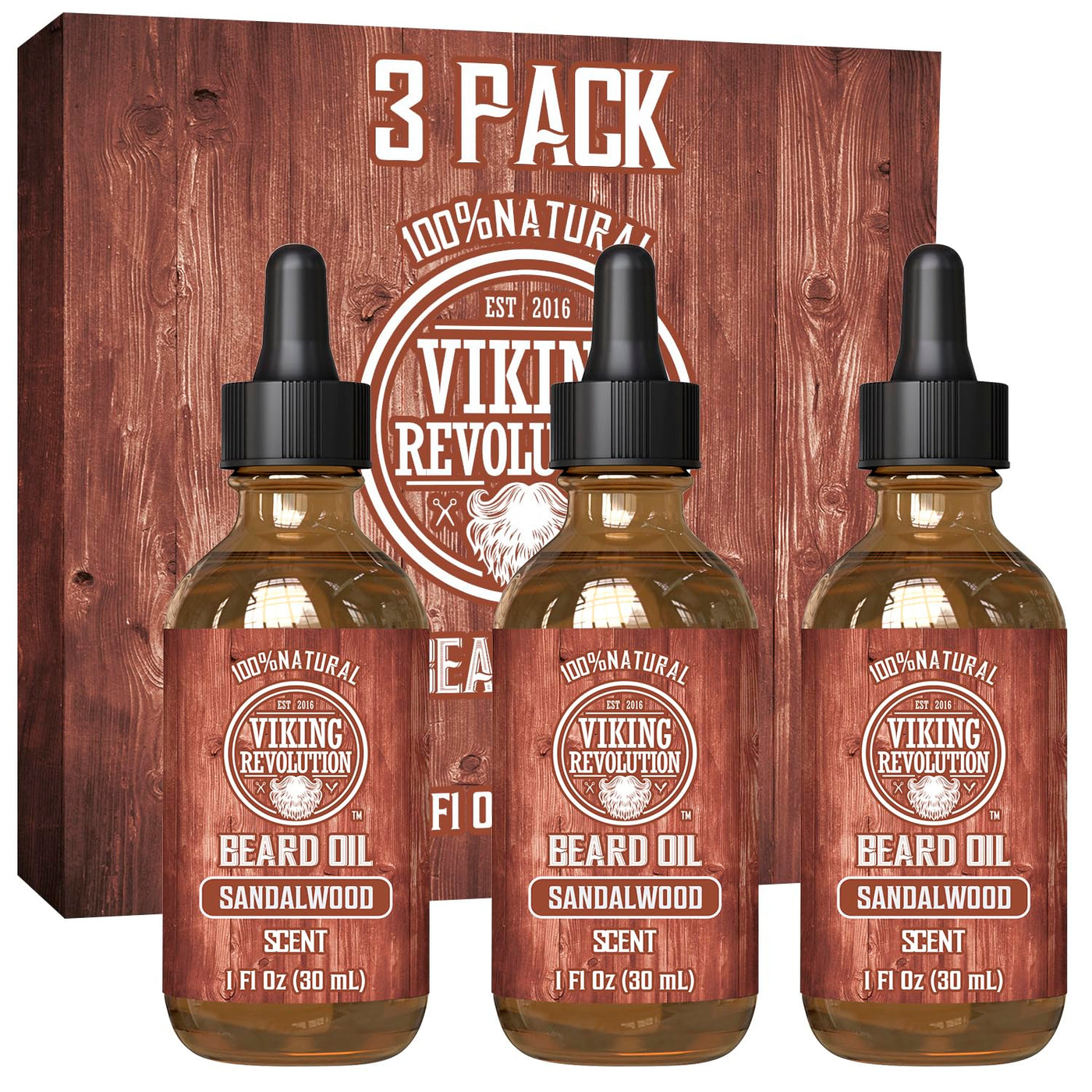 Viking Revolution Aceite de barba de sándalo para hombres, aceite n...