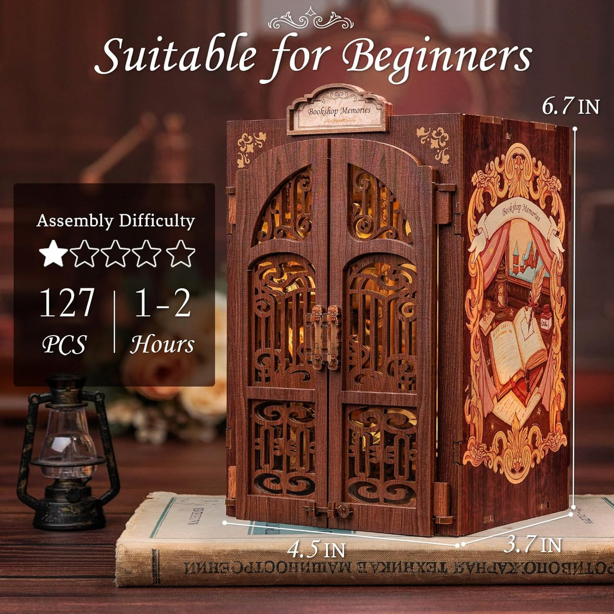 CUTEBEE Book Nook Kit DIY Miniature House Dollhouse Bookstore