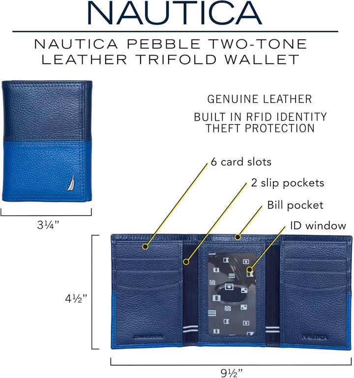 Nautica Men's Trifold Wallet | RFID Blocking Protection | ID Wi...
