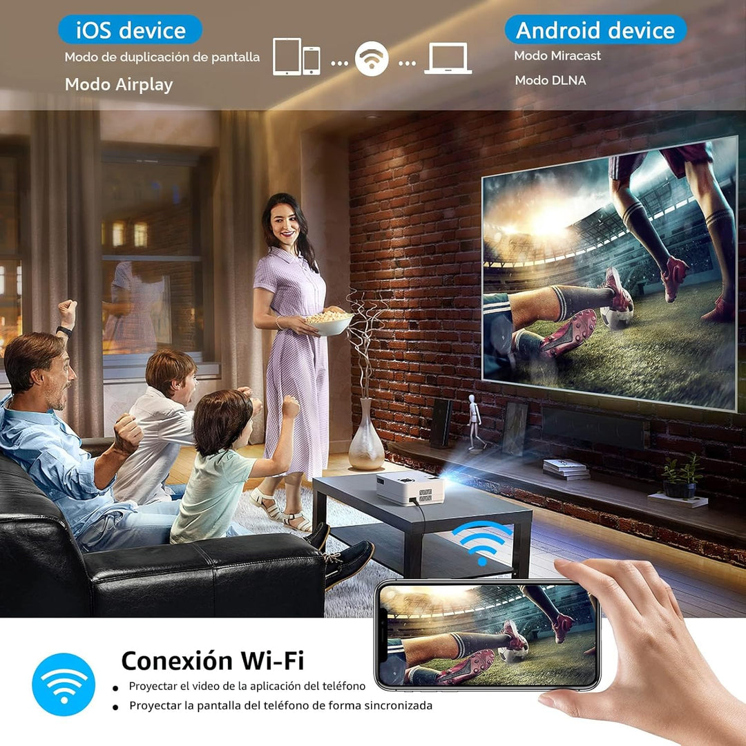 Proyector Native 1080P con WiFi y Bluetooth bidireccional, proyecto...