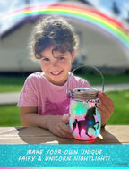 NUMI'SMILE - Kit de manualidades de linterna de unicornio y hada, frasco de luz nocturna, bricolaje, manualidades y artes para niñas de 3, 4, 5, 6, 7, 8-12 años, juguetes de unicornio y hada, regalo
