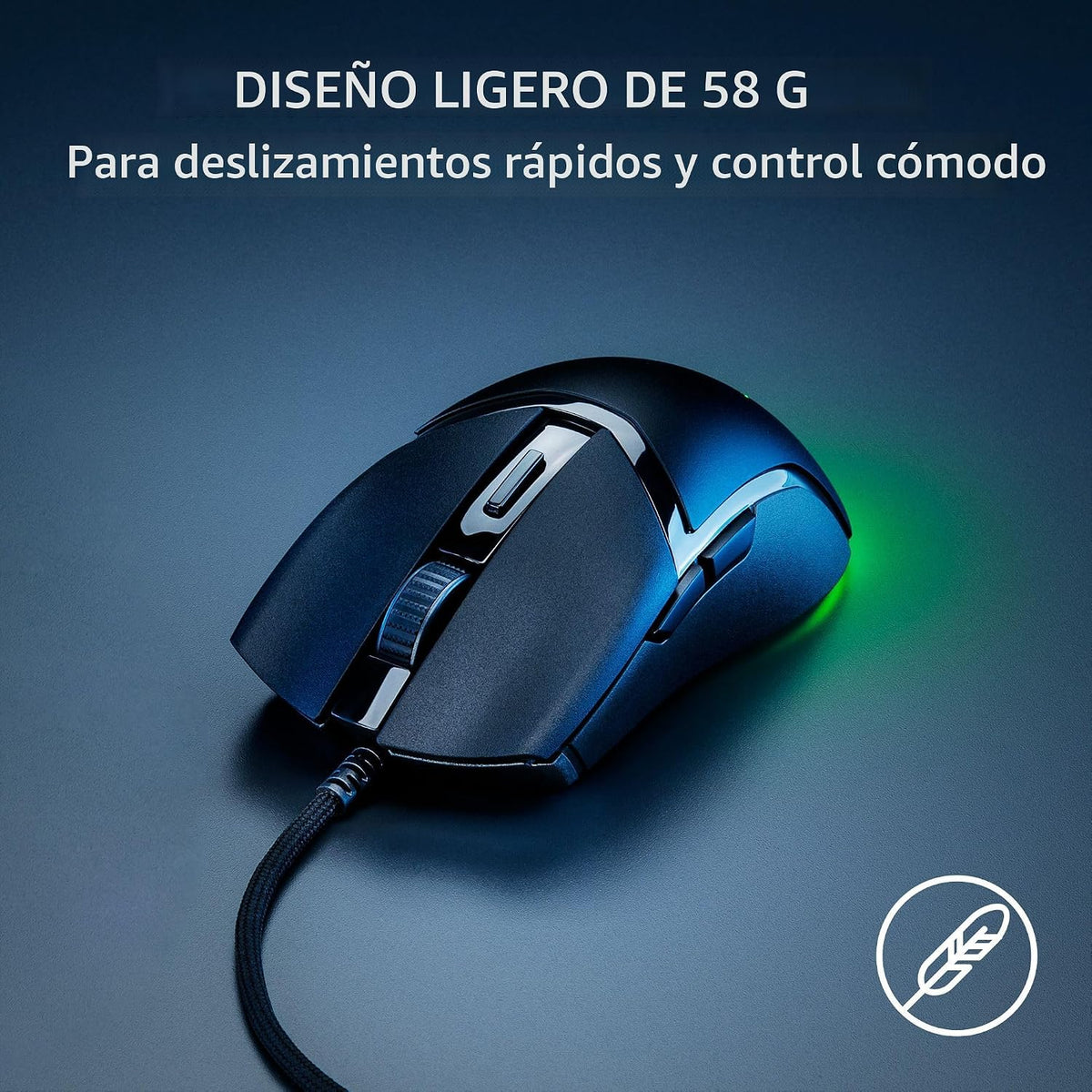 Ratón Razer Cobra con cable para juegos: diseño ultraligero de 58g...