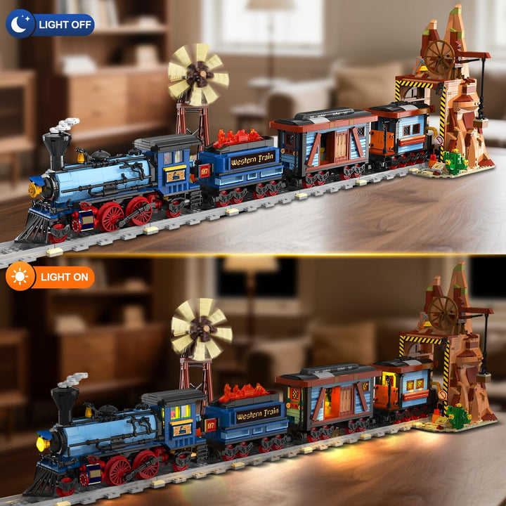 Juego de construcción de tren occidental con luces 1912