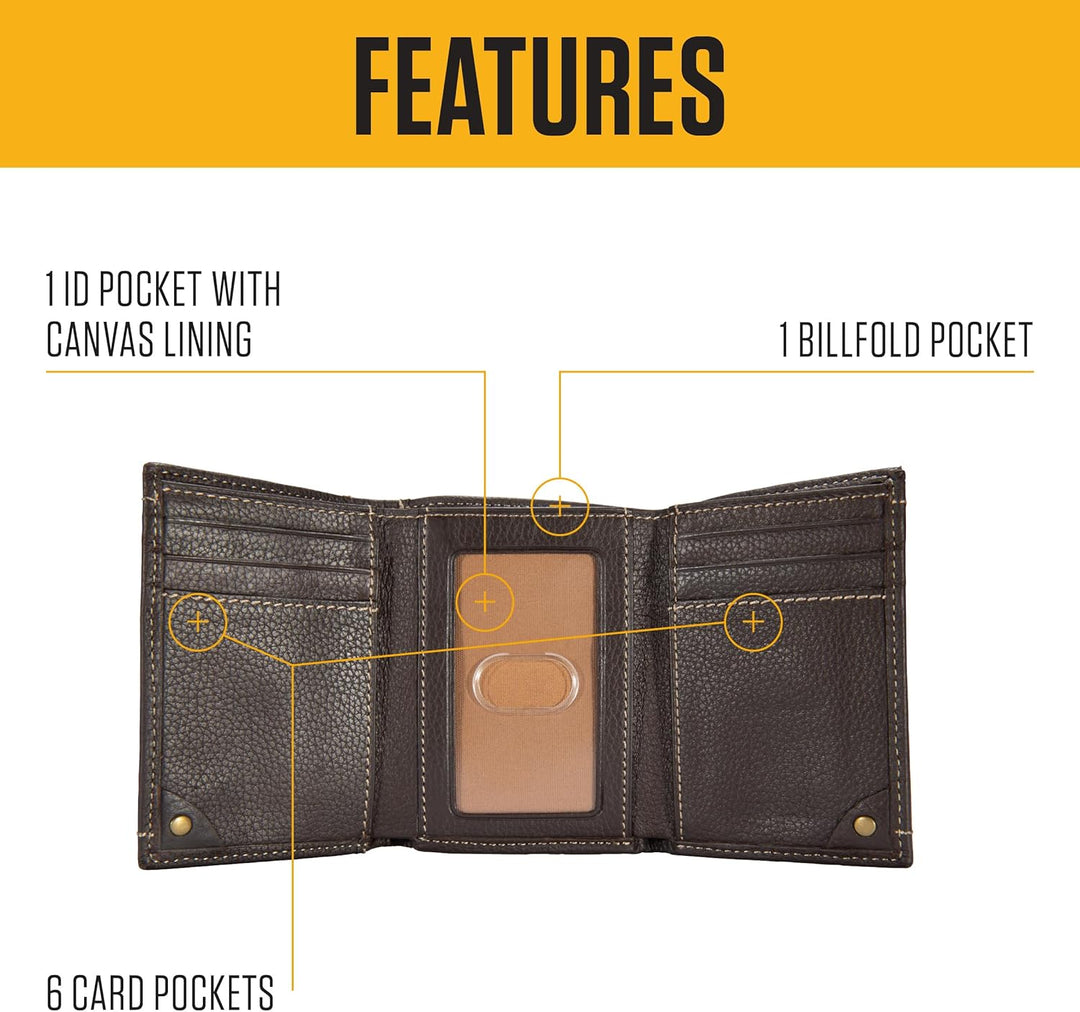 Carhartt Carteras de cuero de grano completo para hombre, diseño du...