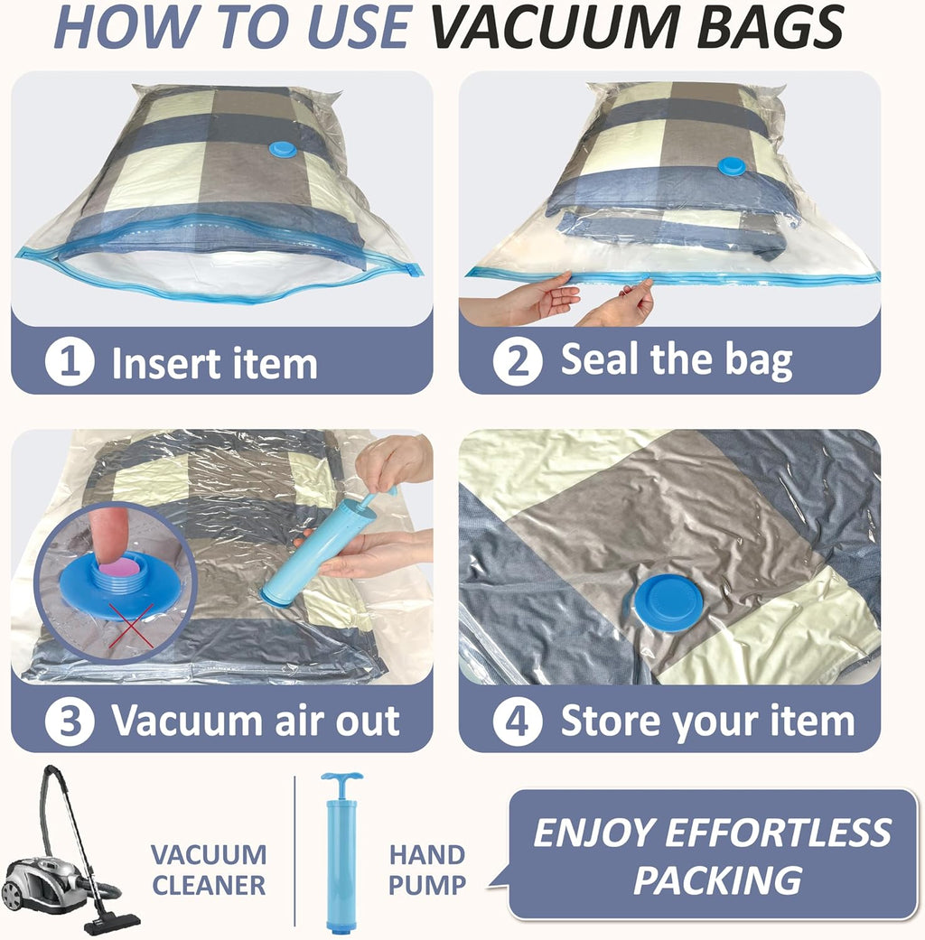 4 bolsas de almacenamiento al vacío jumbo XXL para ropa de cama