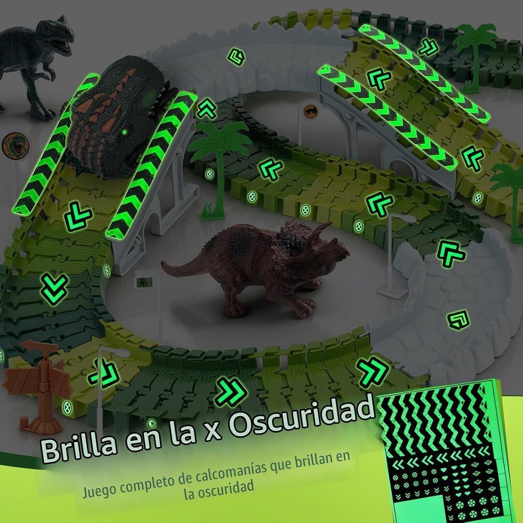 173 Pistas de carreras de dinosaurios para niños juguetes con