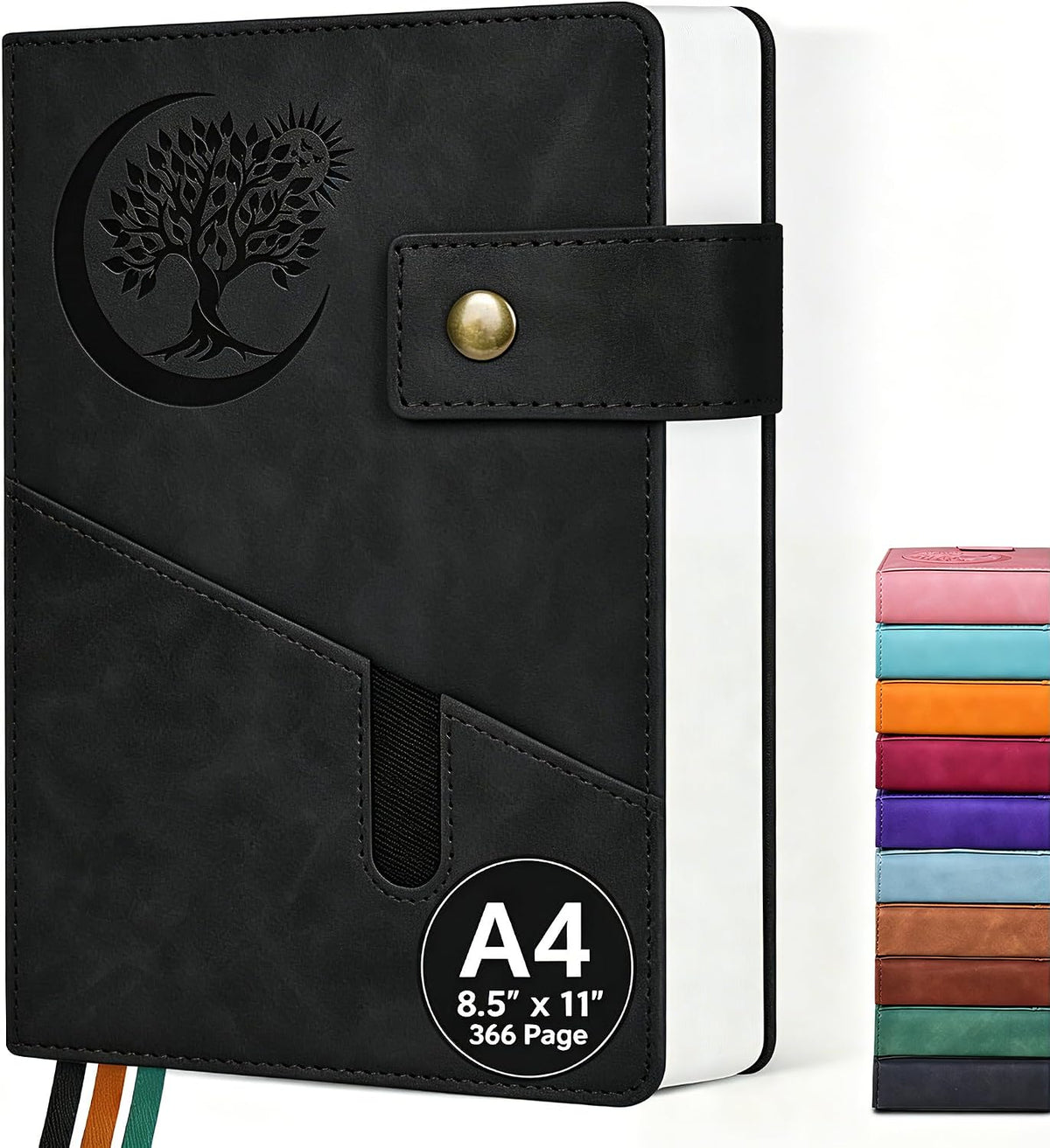 Cuaderno rayado de 8.5 x 11 pulgadas, 366 páginas, diario de cuero