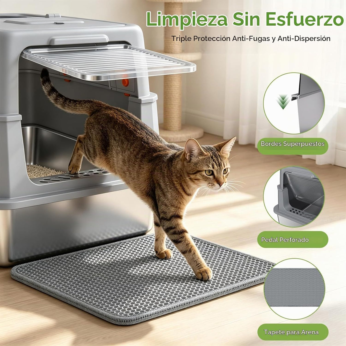 Caja de arena de acero inoxidable cerrada, bandeja de metal cubierta XL