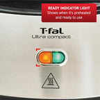 T-fal Sandwichera compacta, acero inoxidable, fácil de limpiar, luces indicadoras, mango de tacto frío, queso a la parrilla, Panini, 625 vatios, negro