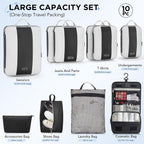 OlarHike Juego de 10 cubos de compresión para artículos esenciales de viaje, bolsas compresibles expandibles ahorradoras de espacio para organizar la ropa, maletas de equipaje con más de 1000 agujeros