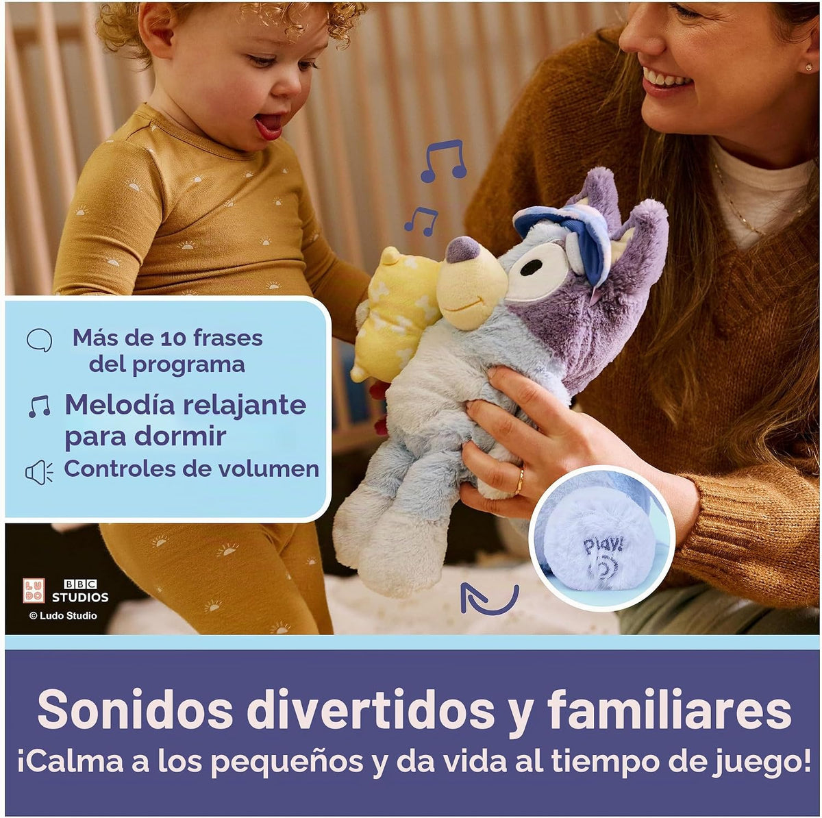 GUND Bedtime Bluey 13-Inch Interactive Talking Musical Plush Toy para Babies