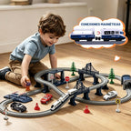 Juegos de trenes para niños 4-7, 104 piezas Trenes a pilas con pistas