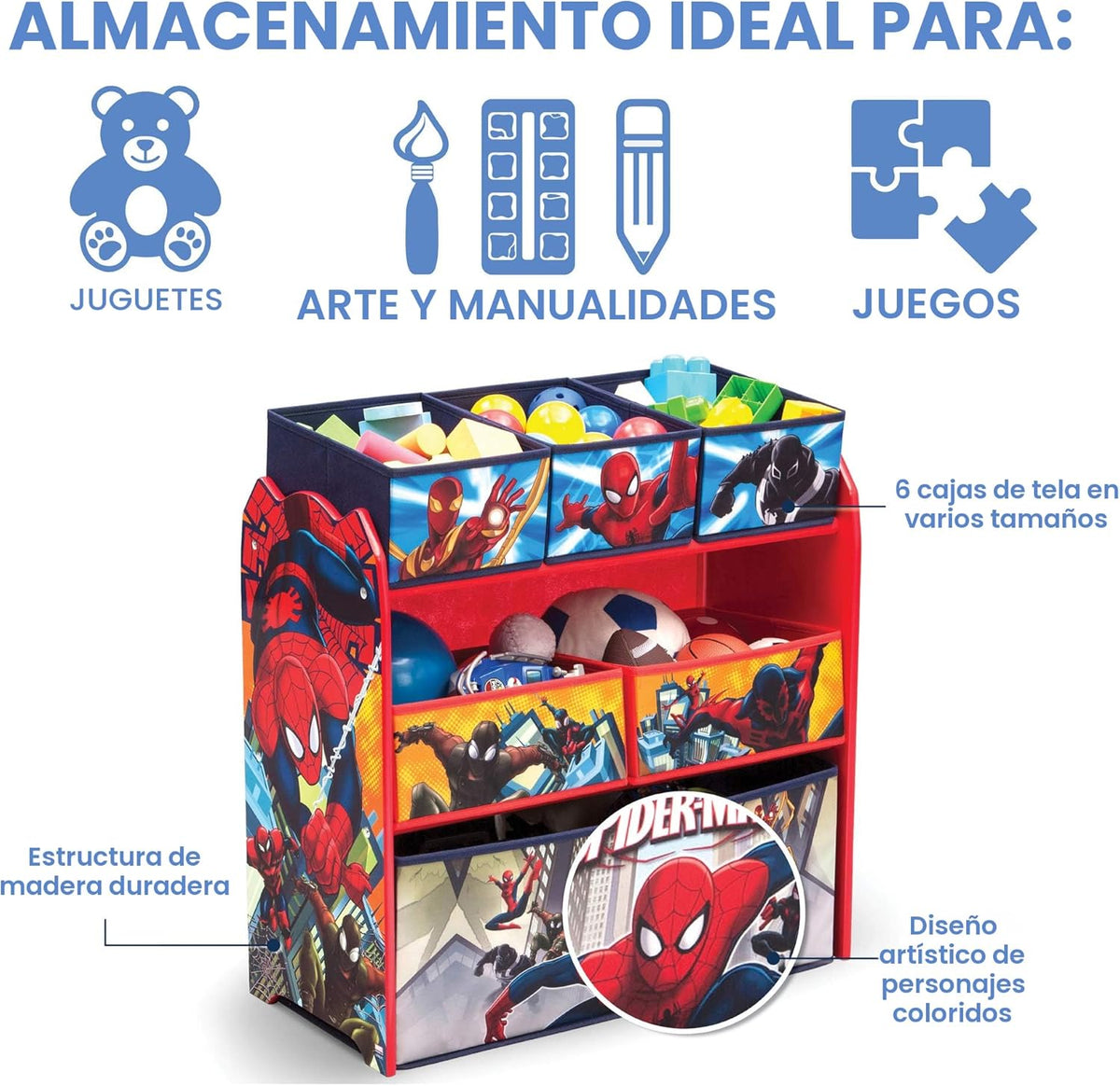 Delta Children Organizador de juguetes multicompartimiento, Marvel...