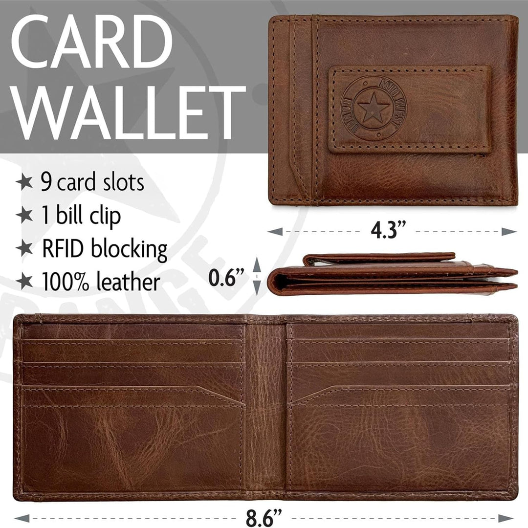 MID WEST RANGE Billetera plegable con clip de dinero para hombre, c...