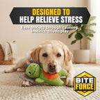 Bite Force - Juguete duradero y fuerte para perros, dinosaurio verde con chirriador, reforzado con Kevlar para masticadores agresivos.