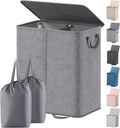 Lifewit Cesta doble para ropa sucia con tapa, bolsas de lavandería