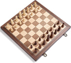 AMEROUS - Juego de ajedrez magnético de madera de 15 pulgadas para adultos y niños - con tablero plegable, paquete de regalo, ranuras de almacenamiento para piezas, piezas hechas a mano, juego de mesa