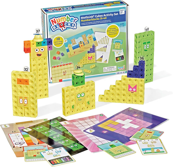 hand2mind Numberblocks 31-40 MathLink Cubos - Juego de actividades,...