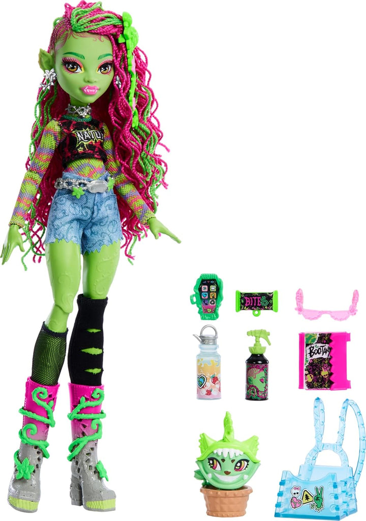 Muñeca Monster High Venus McFlytrap, monstruo planta con mascota ga...