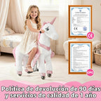 FUNLIO Caballo de unicornio para niños de 3 a 6 años, juguetes de felpa con ruedas para jugar en interiores y exteriores, fácil de montar, certificado CPC y CE, pequeño