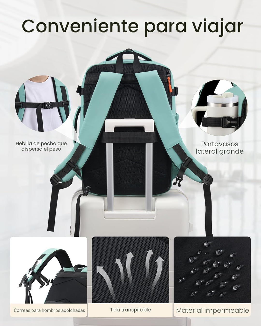 LOVEVOOK Mochila de viaje de 40L para mujeres y hombres, mochila de...