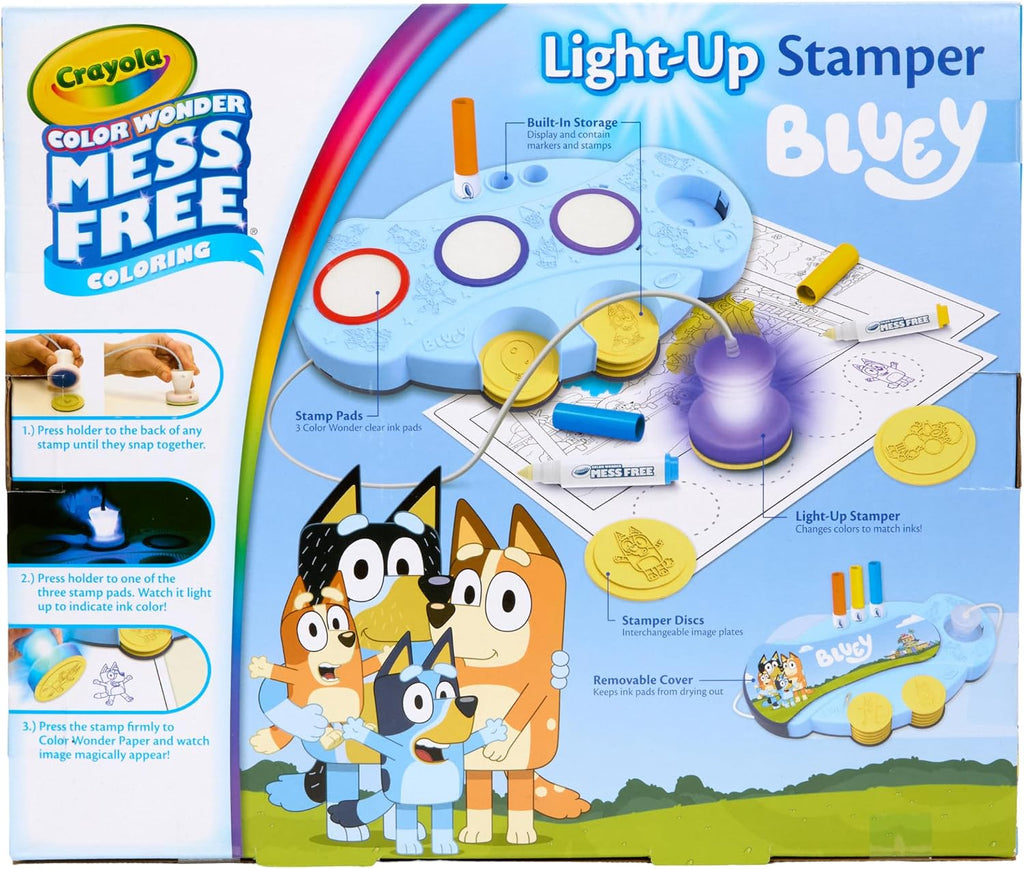 Crayola Magic Light Up Bluey Stamper Art Set, para colorear y estampado sin