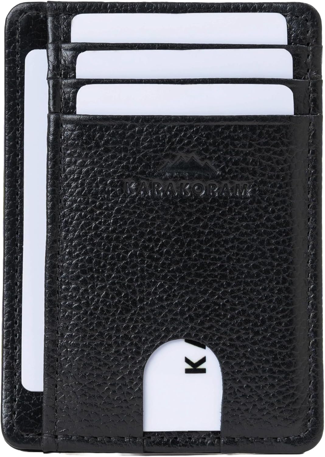 KARAKORAM - Tarjetero de cuero para tarjetas de crédito para hombres y mujeres, cartera delgada de bolsillo frontal con bloqueo RFID, cuero de vaca de grano superior hecho a mano