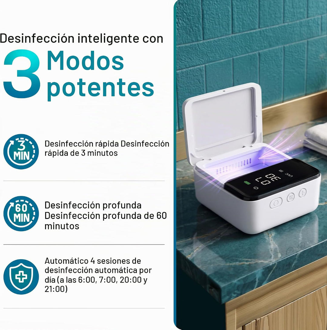 Soporte Desinfectante UV para Cepillo de Dientes y Limpiador con Pa...