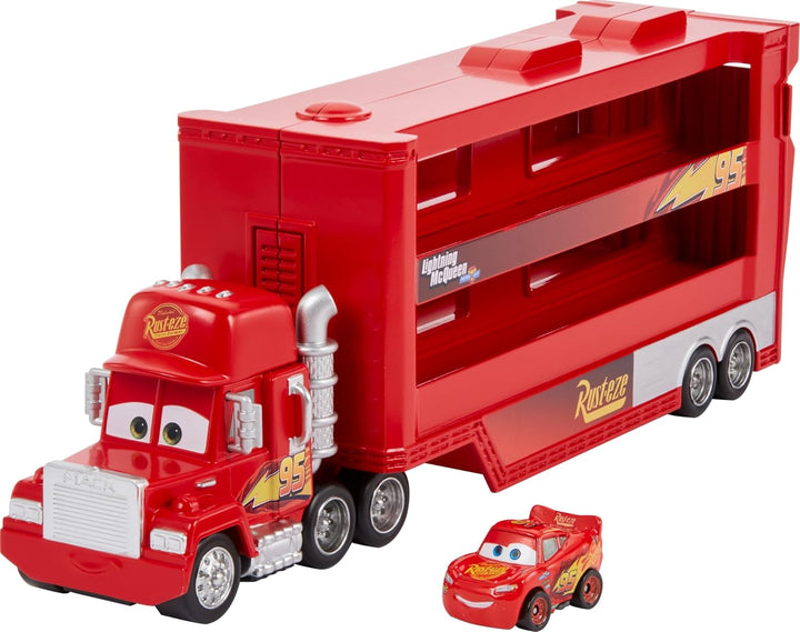 Mattel Disney Pixar Cars Mini Mack Racers Hauler y 1 auto de juguet...