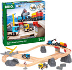 BRIO World Rail & Road - Juego de tren de madera con certificación FSC de 32 piezas y accesorios - Auto grúa especial, plataforma plana, pistas y más - Funciona con todos los juegos de ferrocarriles