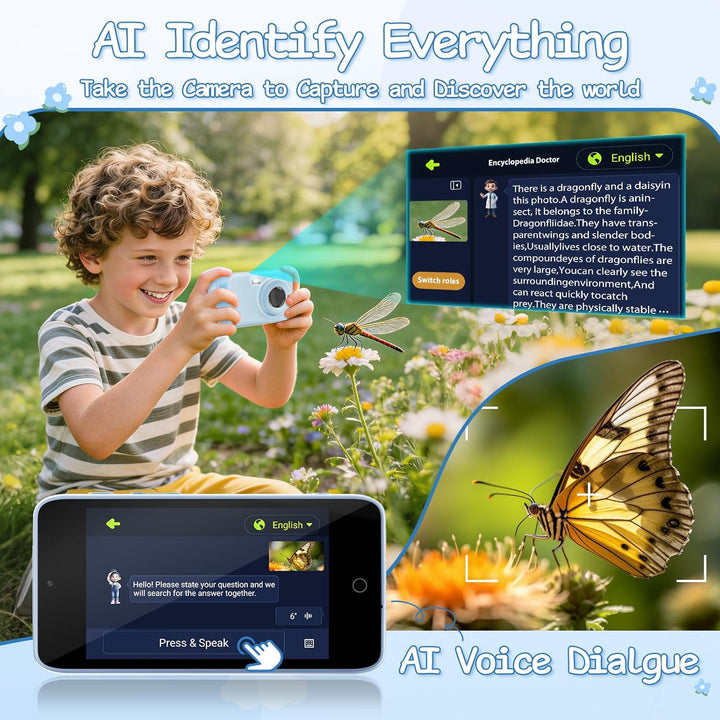 AI Everything Recognition - Cámara para niños de 4 a 12 años, compa...
