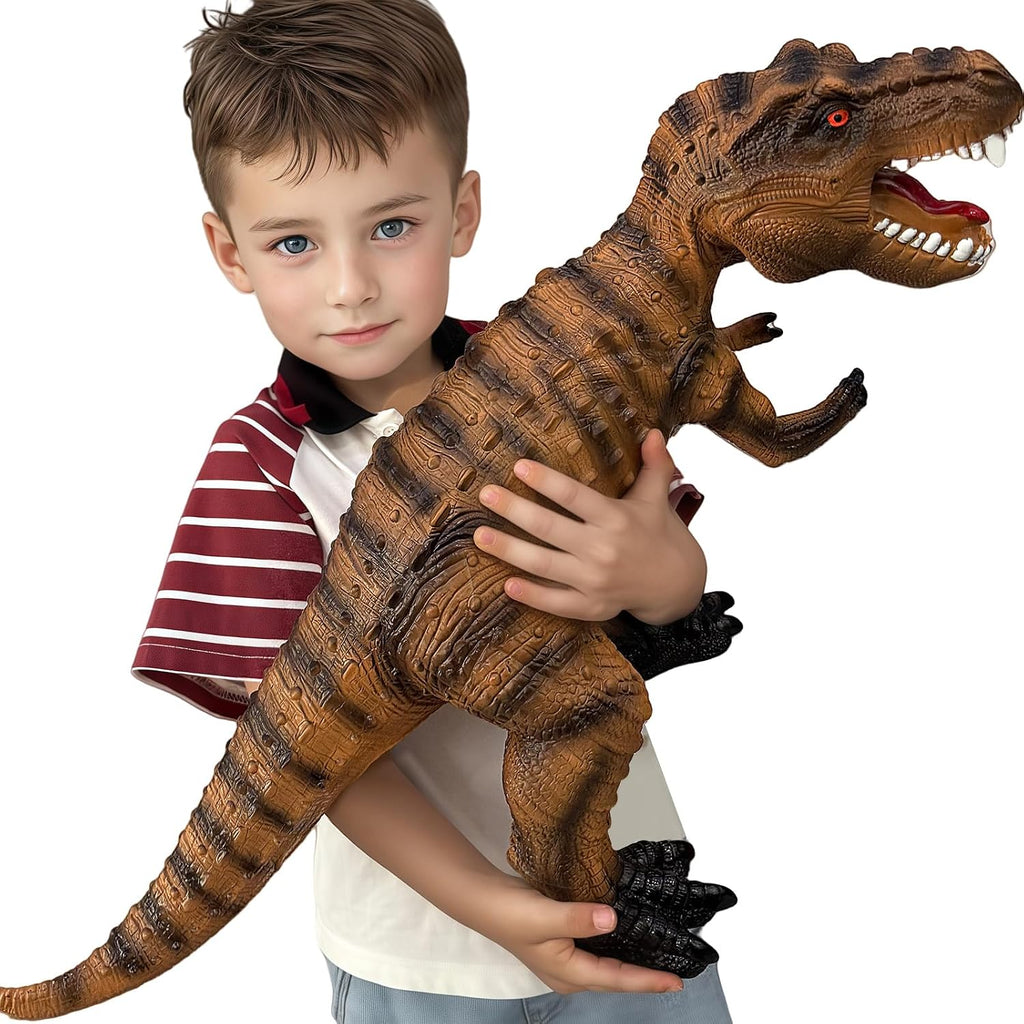 Gzsbaby Juguetes de dinosaurios grandes para niños pequeños, figuras de dinosaurio de tiranosaurio Rex de 28 pulgadas, juguetes de dinosaurio realistas jumbo para niños y niñas, regalo para niños de 1, 2, 3, 4, 5, 6, 7, 8 años (marrón)