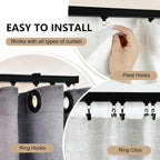 Riel de cortina de techo, sistema de rieles de cortina resistente para divisor de habitaciones, riel de cortina deslizante de montaje en pared con clip y ganchos para sala de estar, dormitorio, ducha, aire libre, negro, 6 pies - 9 pies