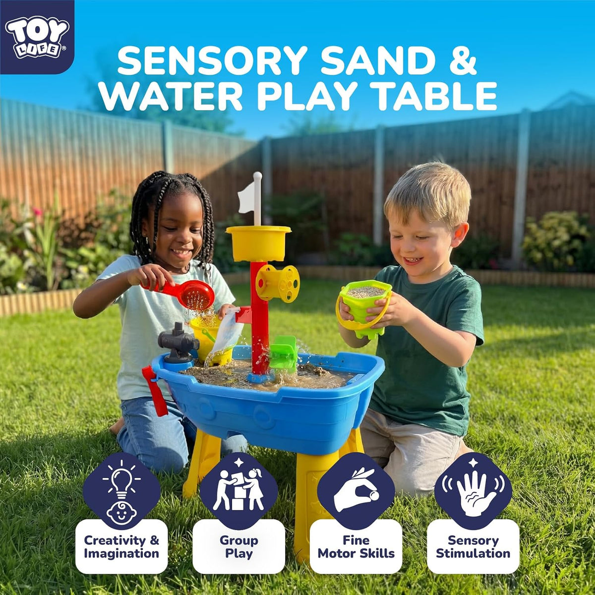 TOY Life Juego de mesa de arena y agua de barco pirata, de 3 a 6 años