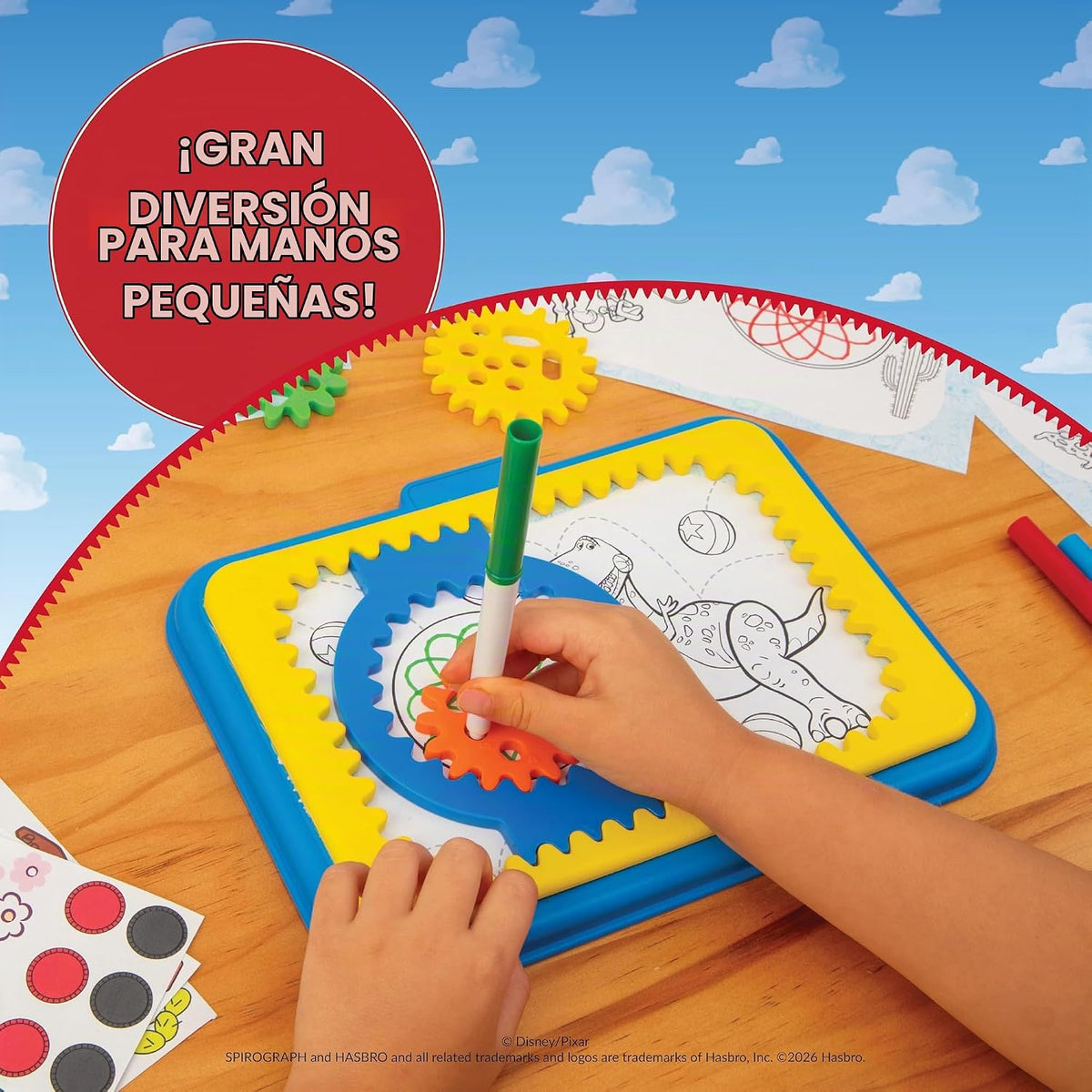 Spirograph Disney Jr. - Kit de arte de dibujo para niños pequeños, bloc de dibujo, engranajes gigantes, marcadores lavables, da rienda suelta a tu hijo artista interior, a partir de 3 años