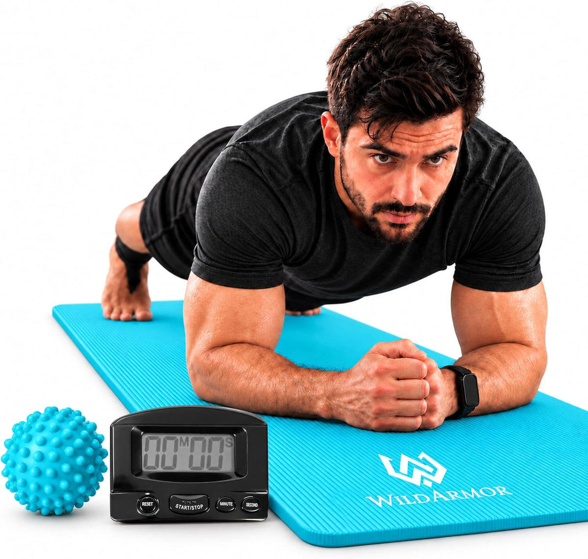 Tapete de yoga extra grueso, antideslizante de 0.591 in NBR, 72 x 24 pulgadas, viene con bola de masaje TPE y cronómetro digital, alfombrilla de entrenamiento para ejercicio en casa, fitness, pilates