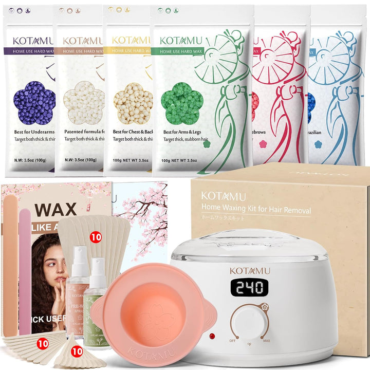 KOTAMU Kit de depilación para mujeres y hombres, kit de cera profes...