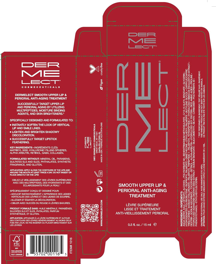 Dermelect Crema antienvejecimiento para labios superiores lisos, co...