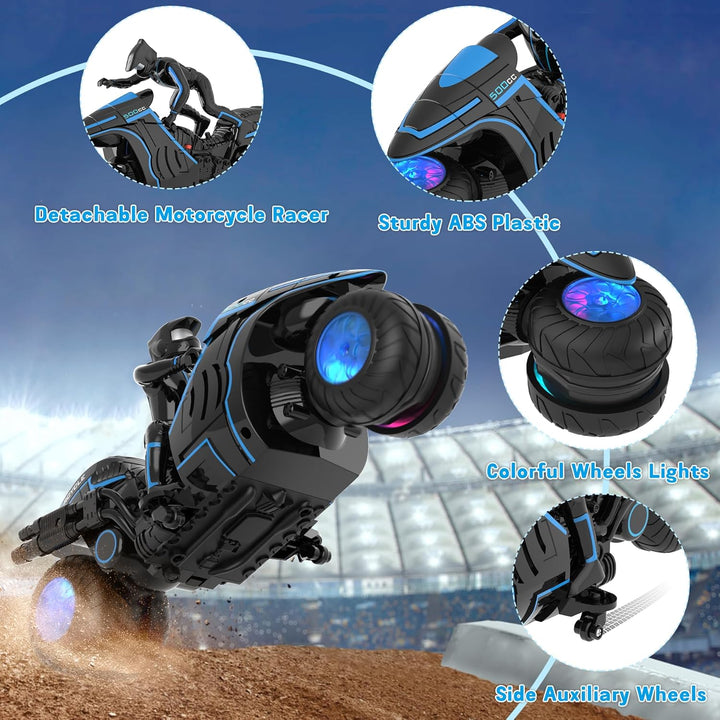 iappadore Juguetes de motocicleta a control remoto, luz de ruedas c...