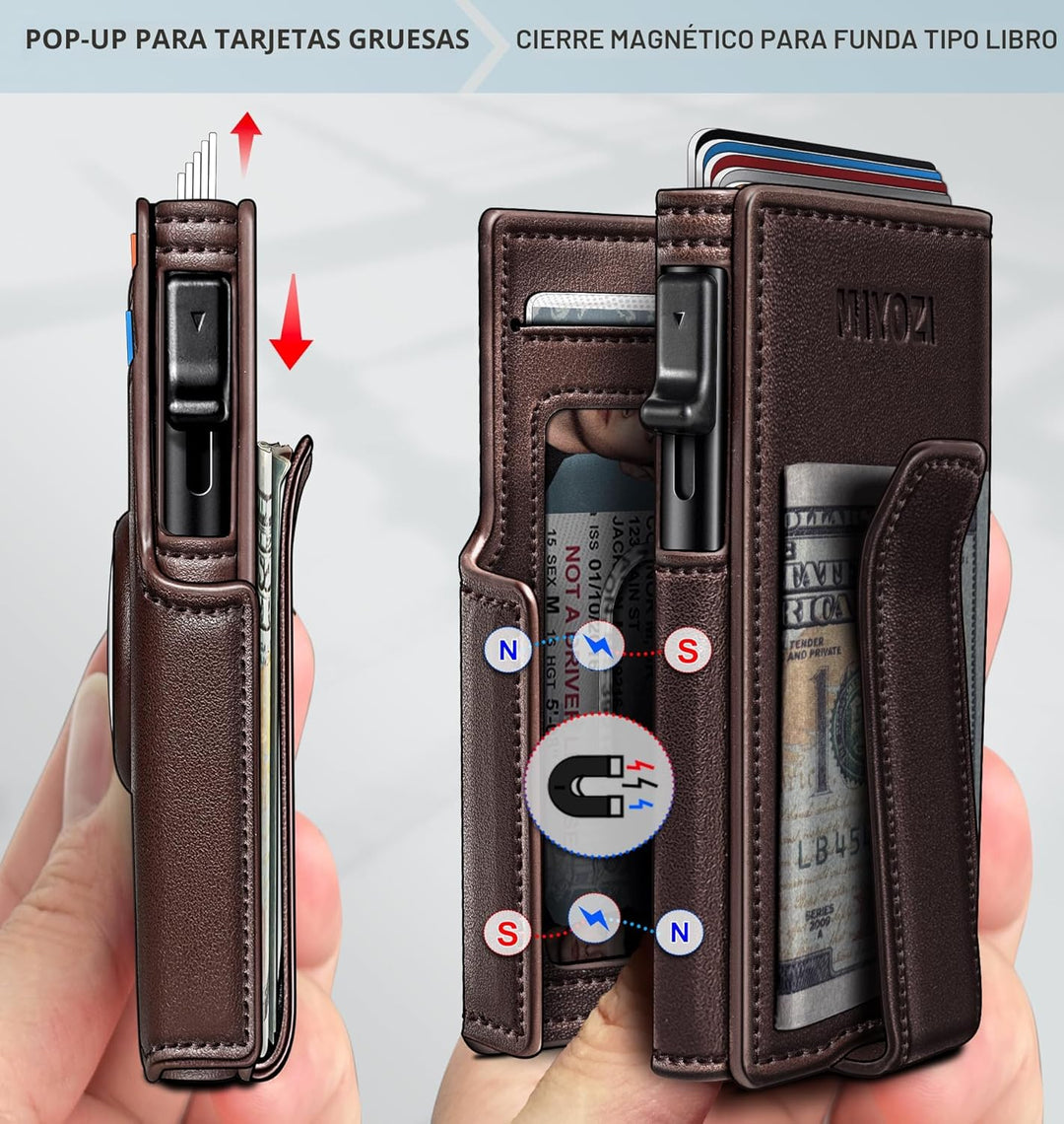 Miyozi - Billetera Airtag para hombre, con clip de dinero, estuche...