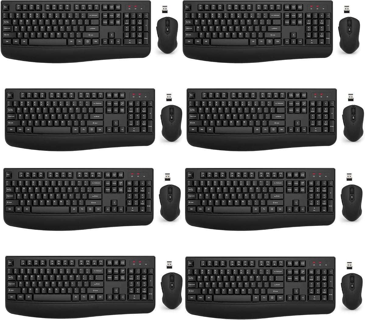 Combo de teclado y mouse inalámbricos, EDJO 2.4G, Negro-8 unidades