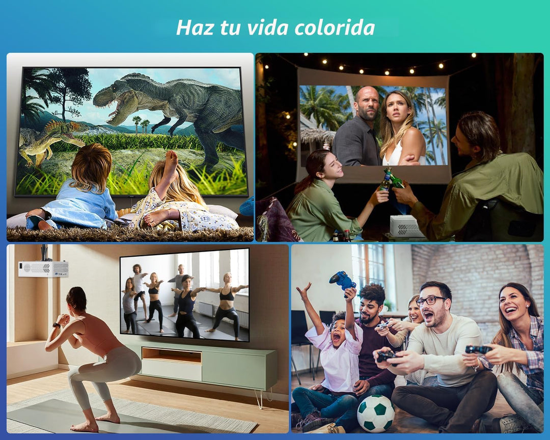TMY - Proyector con WiFi y Bluetooth【pantalla de 80" incluida】P...