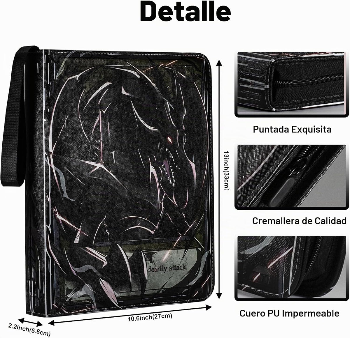 Carpeta de tarjetas coleccionables para tarjetas YGO - Álbum de tarjetas de 990 bolsillos con fundas compatible con tarjetas Y-G-O, tarjetas TCG u otras tarjetas de tamaño estándar - Dragón