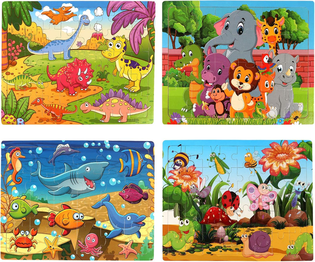 SYNARRY Rompecabezas de madera de dinosaurios, animales, océano e i...