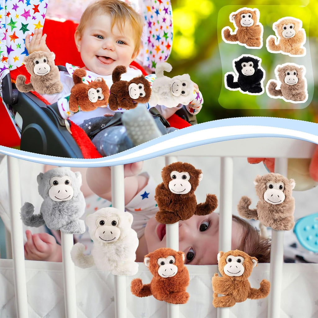 Liliful Paquete de 8 pulseras de peluche para niños, monos