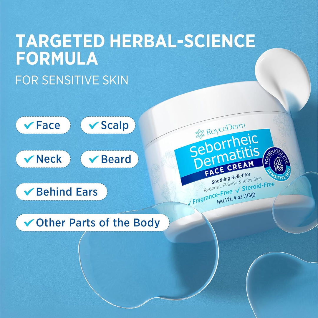 Roycederm Crema facial para dermatitis seborreica y psoriasis, hidr...